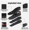 Insoles For Men and Women 3 Layer All-Season PVC Adjustable Height Increasing Comfort Style Black Model JHW-102